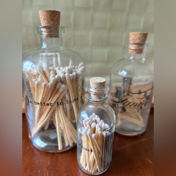 Candle matchsticks -Apothecary Jars with matchsticks,set of calligraphy writing - Picture 3 of 4